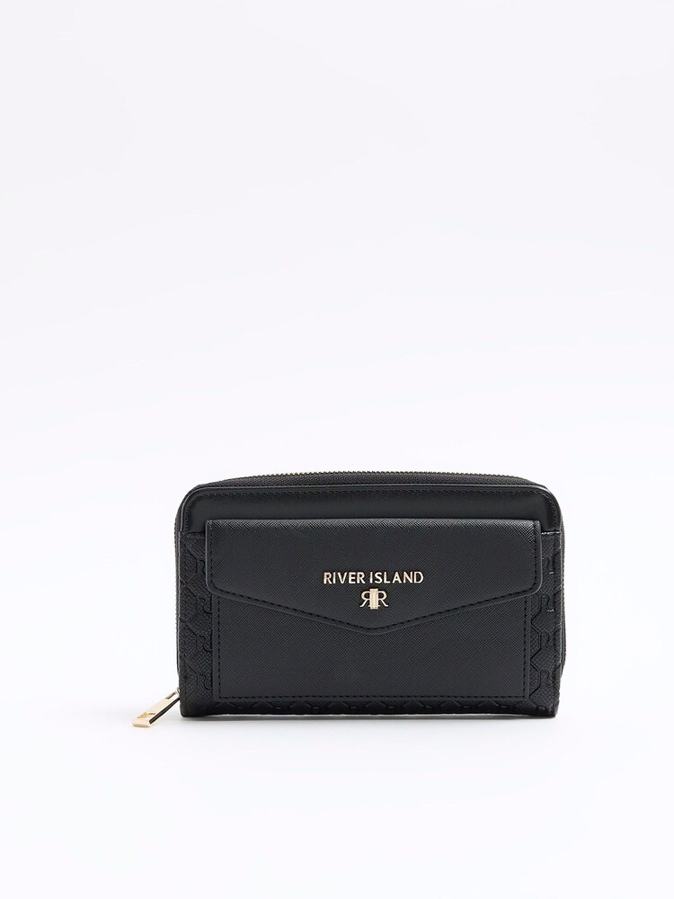 River Island Black Black Monogram Envelope Purse - Image 1 of 4