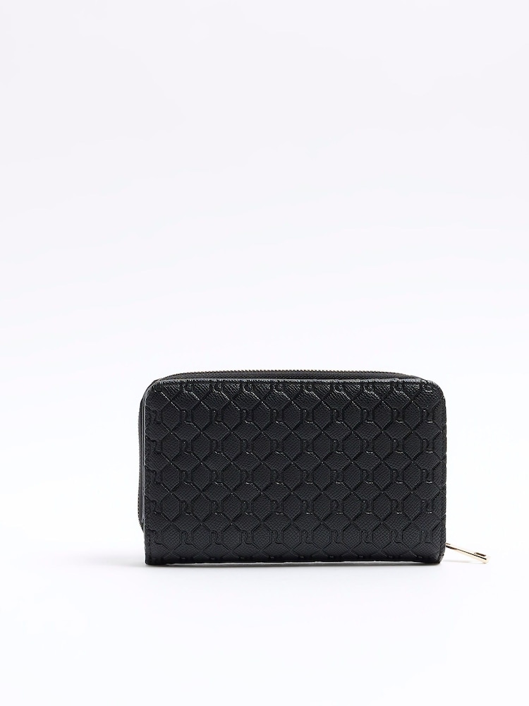 River Island Black Black Monogram Envelope Purse - Image 2 of 4 River Island Black Black Monogram Envelope Purse - Image 2 of 4