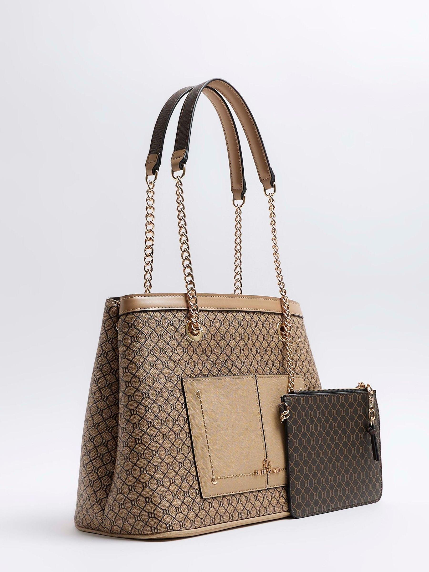 Buy River Island Brown Monogram Pocket Tote Bag from Next Germany