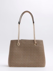 River Island Brown Monogram Pocket Tote Bag - Image 3 of 4