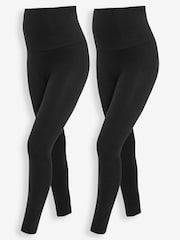 JoJo Maman Bébé Black 2-Pack Maternity Everyday Leggings - Image 1 of 3