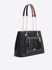 River Island Black Monogram Pocket Tote Bag - Image 3 of 4