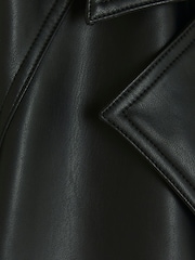 River Island Black Crop Faux Leather Trench Jacket - Image 4 of 4