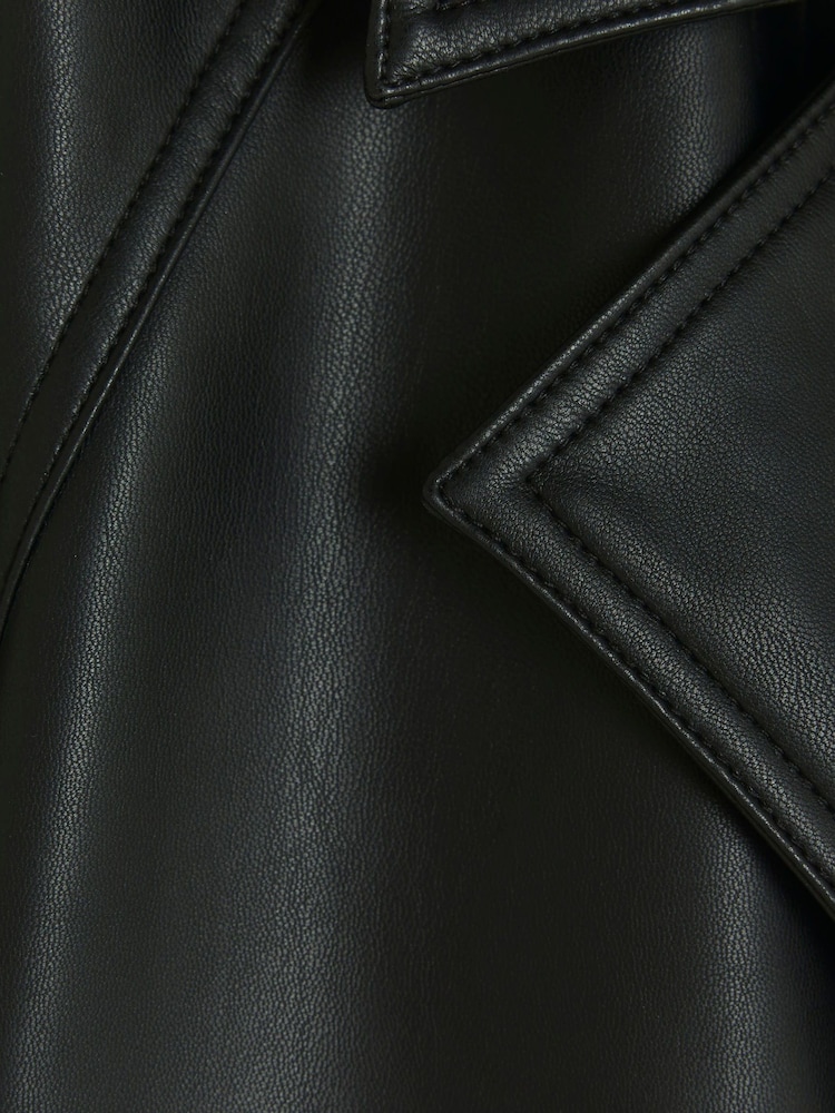River Island Black Crop Faux Leather Trench Jacket - Image 4 of 4