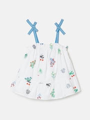 Joules Girls' Playtime White Tiered Woven Top - Image 1 of 5