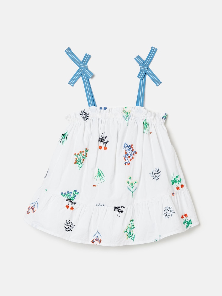 Joules Girls' Playtime White Tiered Woven Top - Image 1 of 5