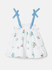 Joules Girls' Playtime White Tiered Woven Top - Image 2 of 5
