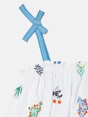 Joules Girls' Playtime White Tiered Woven Top - Image 5 of 5