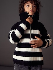 Black/White Half Zip Boxy Jumper (3-16yrs) - Image 2 of 8