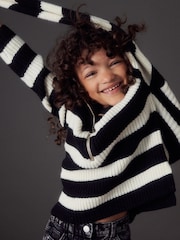 Black/White Half Zip Boxy Jumper (3-16yrs) - Image 3 of 8