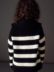 Black/White Half Zip Boxy Jumper (3-16yrs) - Image 4 of 8