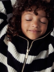 Black/White Half Zip Boxy Jumper (3-16yrs) - Image 5 of 8