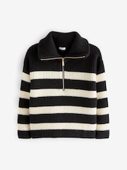 Black/White Half Zip Boxy Jumper (3-16yrs) - Image 6 of 8