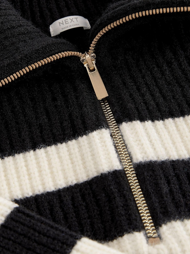 Black/White Half Zip Boxy Jumper (3-16yrs) - Image 8 of 8 Black/White Half Zip Boxy Jumper (3-16yrs) - Image 8 of 8