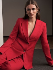 Red Tailored Shaping Single Breasted Blazer - Image 1 of 9