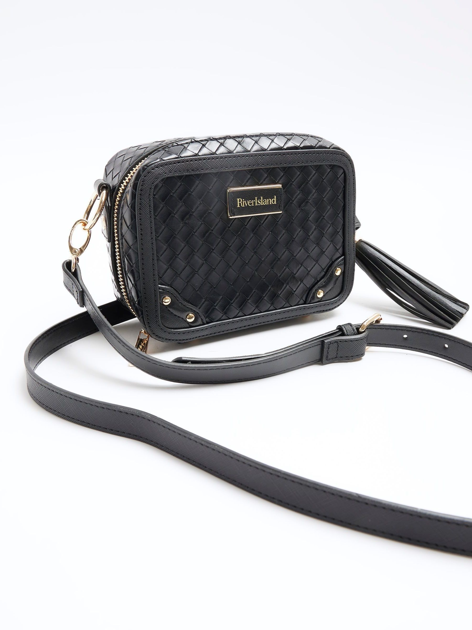 River island black quilted boxy bag best sale