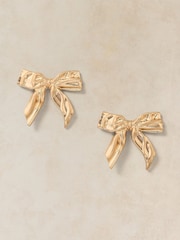 White Stuff Metallic Bow Earrings - Image 1 of 2