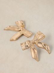 White Stuff Metallic Bow Earrings - Image 2 of 2
