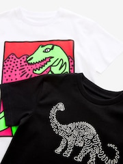 Črno-bel dino - Grafični kratek rokav; s kratkimi rokavi 100% Bombažna majica 2 Pakiranje (3-16leto) - Slika 3 iz 3
