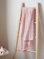 The White Company Baby Pink Heart Pointelle Blanket - Image 1 of 2
