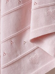 The White Company Baby Pink Heart Pointelle Blanket - Image 2 of 2