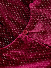Burgundy Textured Puff Sleeve Velvet Party Dress (3mths-10yrs) - Image 3 of 7