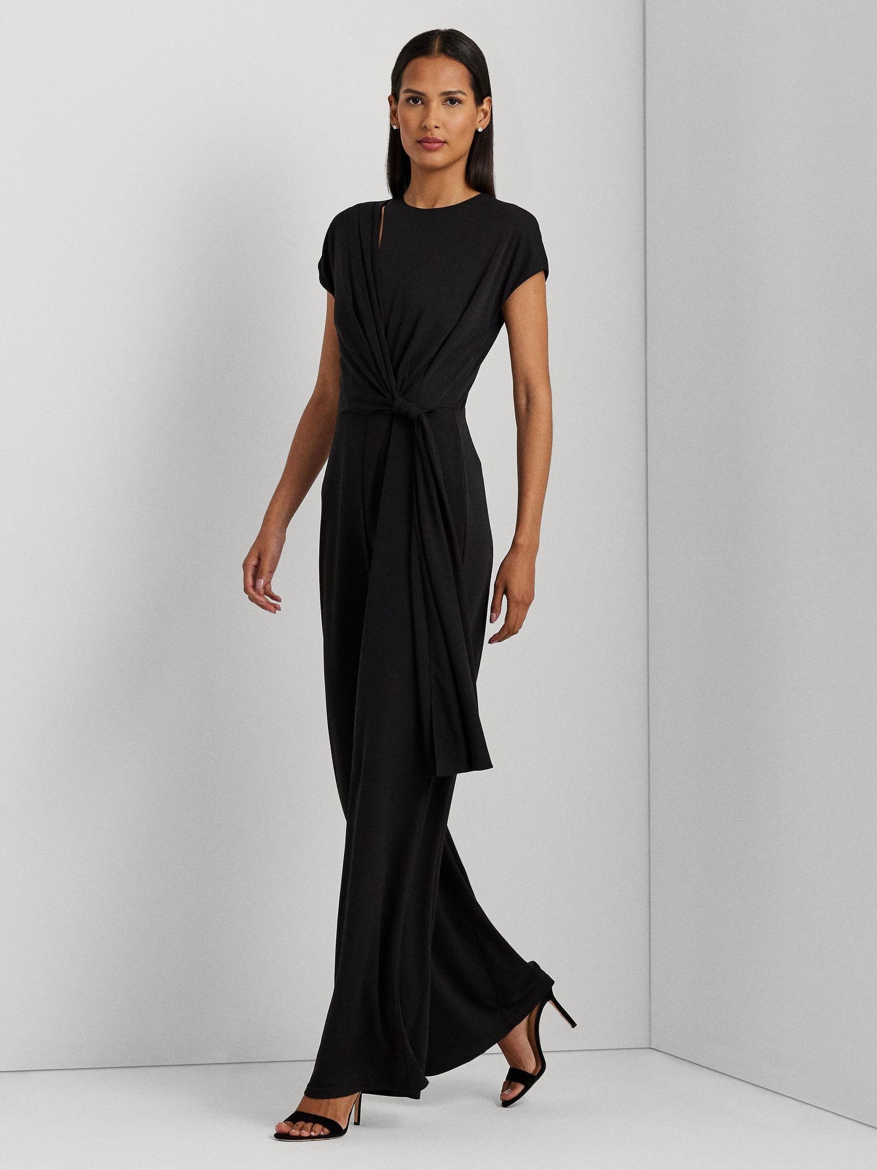 Buy Lauren Ralph Lauren Dinfell Tie Front Jersey Wide Leg Jumpsuit from Next Luxembourg