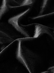 Black Velvet Puff Sleeve Ruched Detail Mini Dress - Image 6 of 6