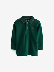 Green 100% Cotton Long Sleeve Polo Shirt (3mths-7yrs) - Image 1 of 3