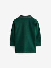 Green 100% Cotton Long Sleeve Polo Shirt (3mths-7yrs) - Image 2 of 3