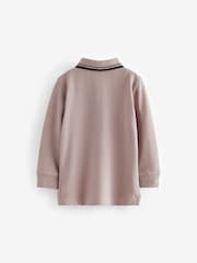 Neutral 100% Cotton Long Sleeve Polo Shirt (3mths-7yrs) - Image 2 of 3