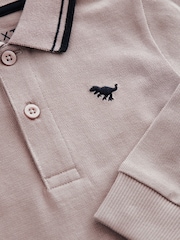 Neutral 100% Cotton Long Sleeve Polo Shirt (3mths-7yrs) - Image 3 of 3