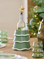 Green Christmas Tree and Star Bottle Holder and Stopper Set - Image 1 of 3