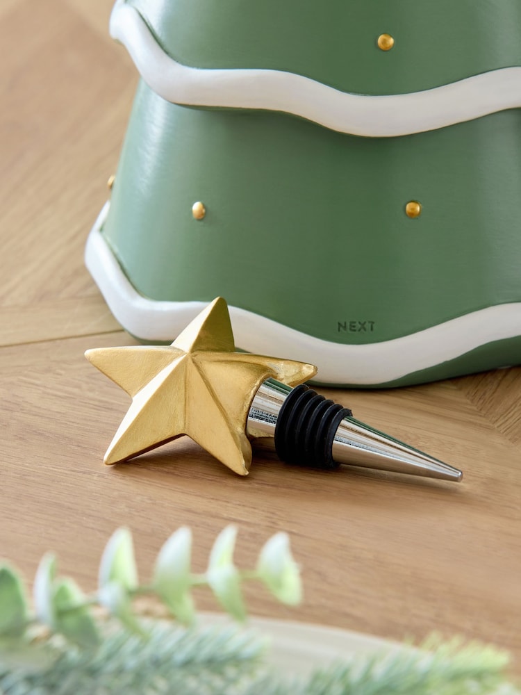 Green Christmas Tree and Star Bottle Holder and Stopper Set - Image 2 of 3