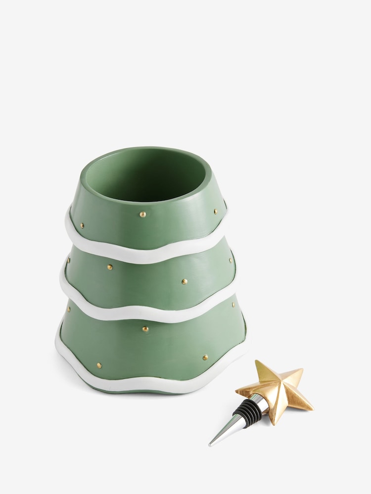 Green Christmas Tree and Star Bottle Holder and Stopper Set - Image 3 of 3