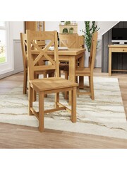 K Interiors Oak Canterbury Solid Wood Cross Back Chair With Wooden Seat - Image 1 of 4
