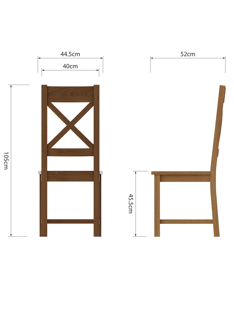 K Interiors Oak Canterbury Solid Wood Cross Back Chair With Wooden Seat - Image 4 of 4