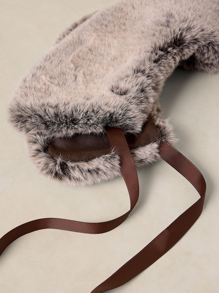 White Stuff Brown Faux Fur Collar Scarve - Image 4 of 4