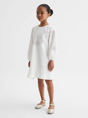 Reiss Ivory Toya 4-9 yrs Floral Print Embroidered Dress - Image 1 of 7