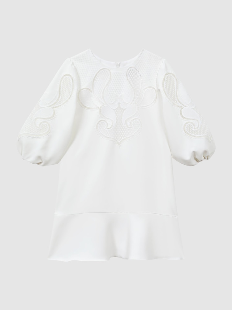 Reiss Ivory Toya 4-9 yrs Floral Print Embroidered Dress - Image 2 of 7