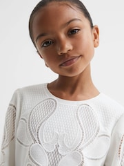 Reiss Ivory Toya 4-9 yrs Floral Print Embroidered Dress - Image 3 of 7