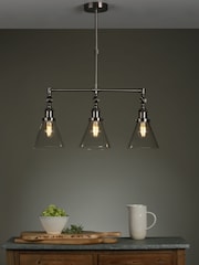 Laura Ashley Pewter Isaac 3 Light Linear Pendant Bar Ceiling Light - Image 1 of 4