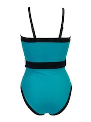 Pour Moi Blue Removable Straps Belted Control Swimsuit - Image 5 of 5