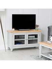 K Interiors Grey Oak Windsor Solid Wood Standard TV Unit - Image 1 of 6