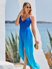 Sosandar Blue Ombre Printed Maxi Dress - Image 4 of 5