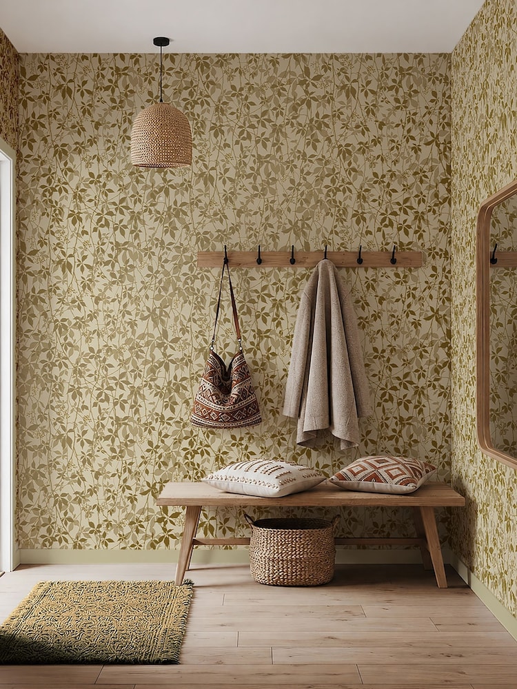 Clarissa Hulse Buttermilk  Gold Virginia Creeper A4 Wallpaper Sample - Image 1 of 3