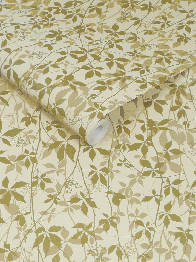 Clarissa Hulse Buttermilk  Gold Virginia Creeper A4 Wallpaper Sample - Image 3 of 3