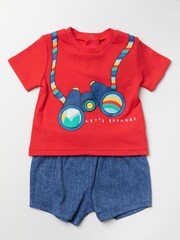 Lily & Jack Blue Cotton Blend T-Shirt and Shorts Set - Image 1 of 3