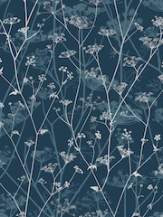 Clarissa Hulse Navy  Silver Wild Chervil A4 Wallpaper Sample - Image 2 of 3