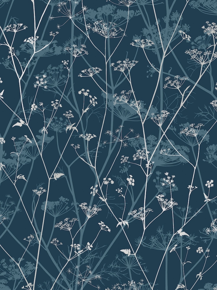 Clarissa Hulse Navy  Silver Wild Chervil A4 Wallpaper Sample - Image 2 of 3